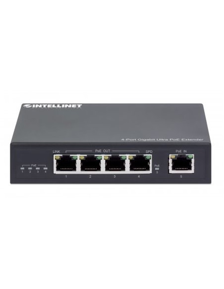 Intellinet 561617 Przedłużacz Sieciowy Nadajnik Sieciowy Czarny 10, 100, 1000 Mbit/S