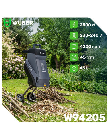 Rozdrabniacz Nożowy Do Gałęzi Elektryczny 2500W 45L W94205 Wuber