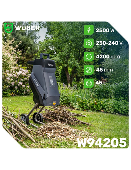 Rozdrabniacz Nożowy Do Gałęzi Elektryczny 2500W 45L W94205 Wuber
