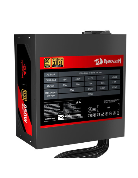 Redragon Gc-Ps007-Se 850W 80 Plus Gold Atx 3.1 Moduł Zasilaczy Czarny