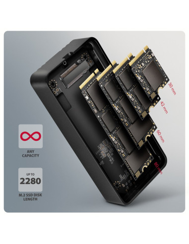 Axagon Eem2-40G Obudowa Do Dysków Twardych Obudowa Ssd Czarny M.2
