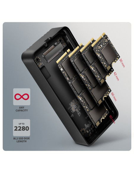 Axagon Eem2-40G Obudowa Do Dysków Twardych Obudowa Ssd Czarny M.2