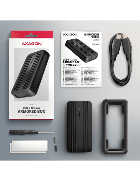 Axagon Eem2-40G Obudowa Do Dysków Twardych Obudowa Ssd Czarny M.2