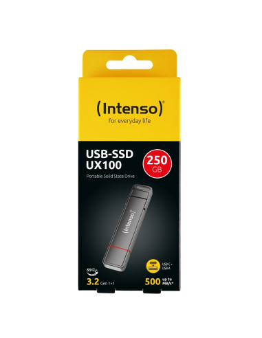Intenso 3850440 Zewnętrzny Dysk Ssd 250 Gb Usb Type-A / Usb Type-C 3.2 Gen 1 (3.1 Gen 1) Antracyt