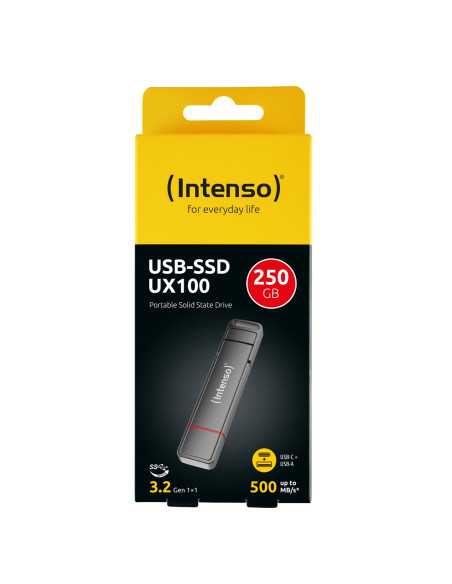 Intenso 3850440 Zewnętrzny Dysk Ssd 250 Gb Usb Type-A / Usb Type-C 3.2 Gen 1 (3.1 Gen 1) Antracyt