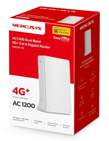 Mercusys Mb230-4G Router Bezprzewodowy Gigabit Ethernet Dual-Band (2.4 Ghz/5 Ghz) Biały