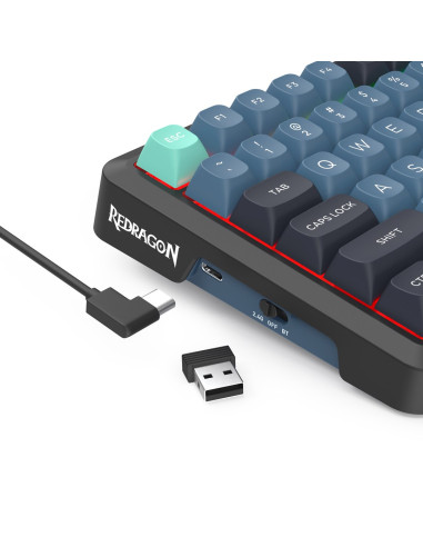 Redragon K724Gbg-Rgb-Pro Behemoth Klawiatura Usb + Rf Wireless + Bluetooth Szary, Niebieski