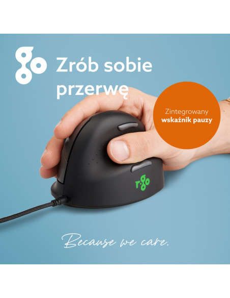 R-Go Tools Mysz Ergonomiczna R-Go He Break Z Oprogramowaniem Do Przerw, Rozmiar Small (Długość Dłoni Poniżej 165 Mm), Dla Prawor