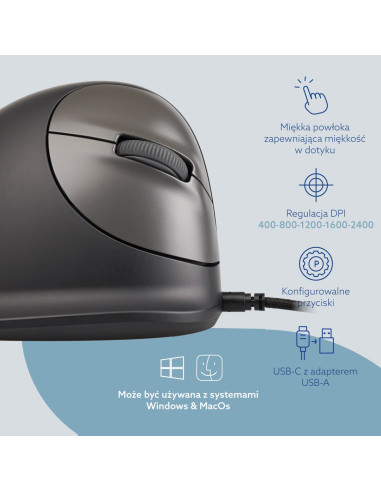 R-Go Tools Mysz Ergonomiczna R-Go He Break Z Oprogramowaniem Do Przerw, Rozmiar Small (Długość Dłoni Poniżej 165 Mm), Dla Prawor