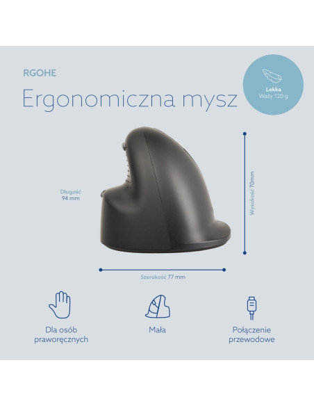 R-Go Tools Mysz Ergonomiczna R-Go He Break Z Oprogramowaniem Do Przerw, Rozmiar Small (Długość Dłoni Poniżej 165 Mm), Dla Prawor