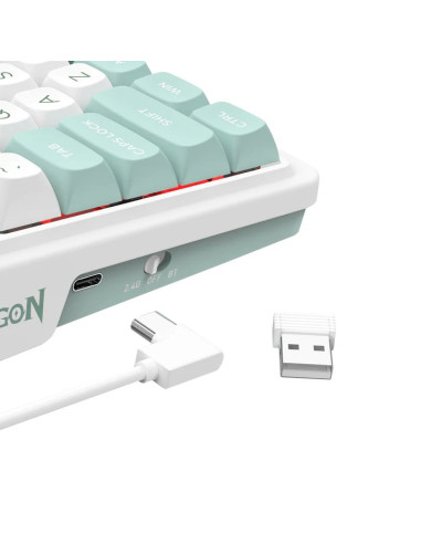 Redragon K719Wg-Rgb-Pro Galatin Klawiatura Usb + Rf Wireless + Bluetooth Biały, Zielony