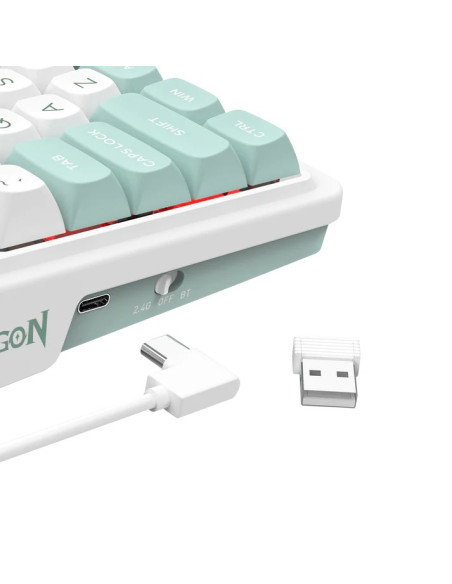 Redragon K719Wg-Rgb-Pro Galatin Klawiatura Usb + Rf Wireless + Bluetooth Biały, Zielony