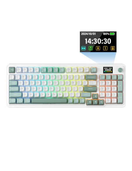 Redragon K719Wg-Rgb-Pro Galatin Klawiatura Usb + Rf Wireless + Bluetooth Biały, Zielony