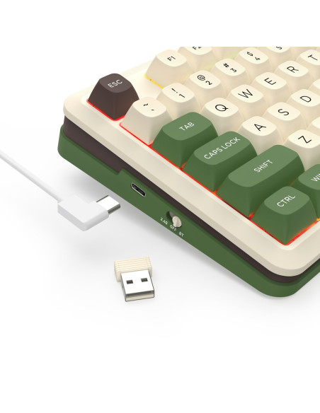 Redragon K681Cgc-Rgb-Pro Cyrus Klawiatura Usb + Rf Wireless + Bluetooth Biały, Zielony