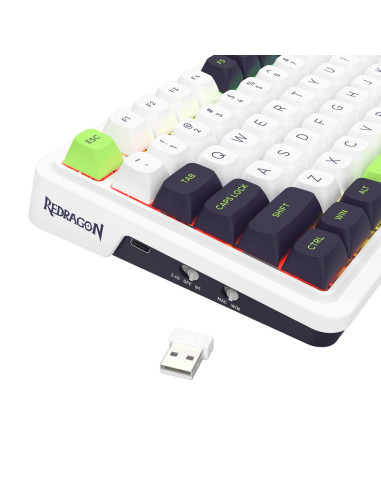 Redragon K686Wbg-Rgb-Max Eisa Max Klawiatura Usb + Rf Wireless + Bluetooth Biały, Czarny