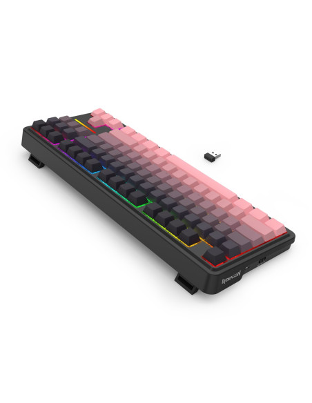 Redragon K728Sp-Rgb-Pro Antonium Pro Klawiatura Usb + Rf Wireless + Bluetooth Czarny, Różowy