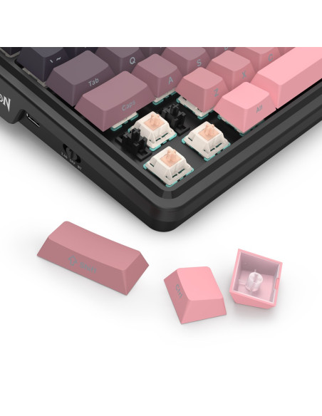 Redragon K728Sp-Rgb-Pro Antonium Pro Klawiatura Usb + Rf Wireless + Bluetooth Czarny, Różowy