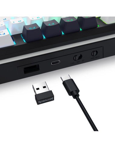 Redragon K746Wb-Rgb-Pro Klawiatura Usb + Rf Wireless + Bluetooth Czarny