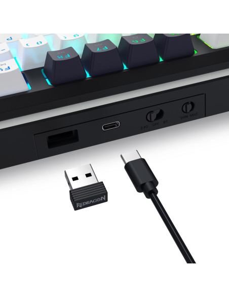 Redragon K746Wb-Rgb-Pro Klawiatura Usb + Rf Wireless + Bluetooth Czarny