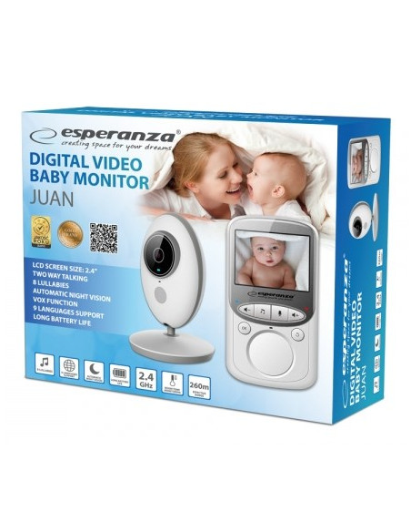 Esperanza Ehm003 Niania Elektroniczna Lcd 2.4" Biały