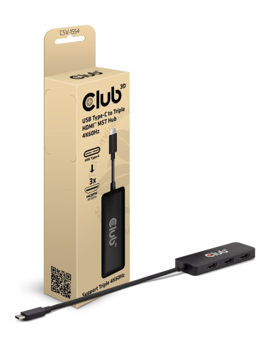 Club3D Mst-Hub Usb 3.2 Typ C   3X Hdmi 4K60Hz St/Bu Retail
