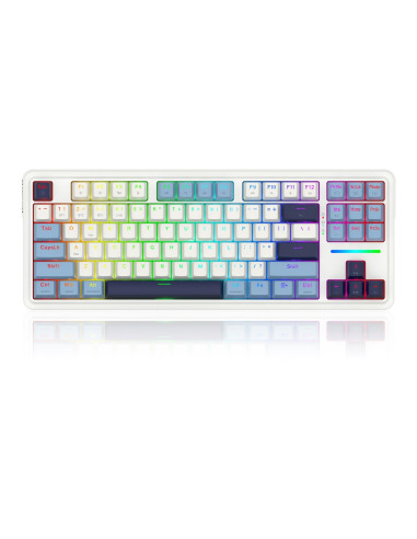 Redragon K728Wbb-Rgb-Pro Antonium Pro Klawiatura Usb + Rf Wireless + Bluetooth Biały, Niebieski