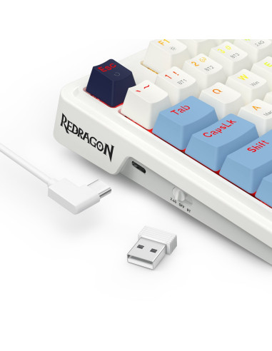 Redragon K728Wbb-Rgb-Pro Antonium Pro Klawiatura Usb + Rf Wireless + Bluetooth Biały, Niebieski