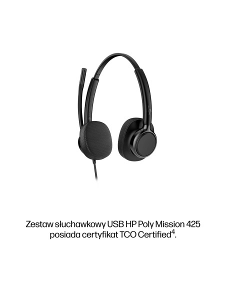 Hp Poly Mission 425 – Przewodowy Zestaw Słuchawkowy Usb Stereo (Opakowanie Zbiorcze)