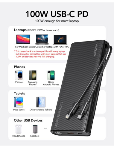 Veger Tc130 Bank Mocy Litowo-Jonowa (Li-Ion) 25000 Mah Czarny