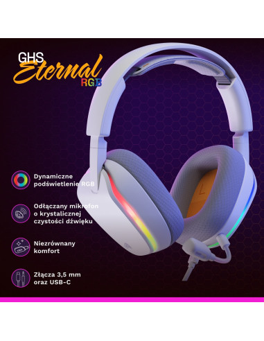 Glorious Gaming Glorious Ghs Eternal Rgb – Gamingowe Słuchawki Stereo Rgb Do Pc, Ps5, Ps4, Switcha – Niestandardowo Dostrojone P