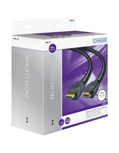 Schwaiger Hdm150 013 Kabel Hdmi 15 M Hdmi Typu A (Standard) Czarny, Złoto