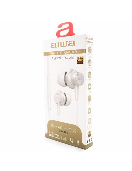 Aiwa Estm-500Wt Słuchawki/Zestaw Słuchawkowy Przewodowa Douszny Połączenia/Muzyka Biały