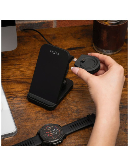 Fixed Fixpos-Ga-Bk Ładowarka Do Urządzeń Przenośnych Smartwatch, Smartfon, Słuchawki Czarny Usb Bezprzewodowe Ładowanie Szybkie 