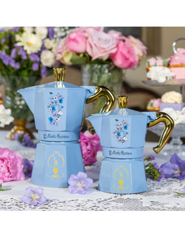 Bialetti Bridgerton Kawiarka Moka 0,13 L Niebieski, Złoto