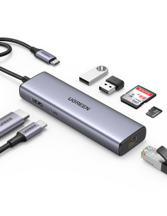 Ugreen Usb-C To 2*Usb3.0+Hdmi+Rj 45+Sd&Tf+Pd Port Hub