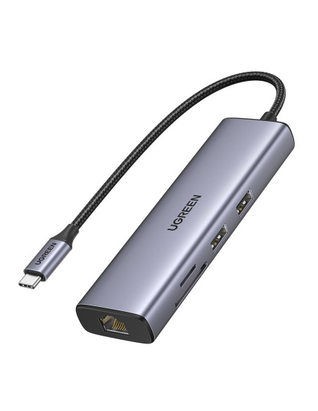 Ugreen Usb-C To 2*Usb3.0+Hdmi+Rj 45+Sd&Tf+Pd Port Hub