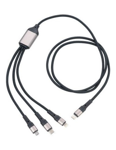 Troika Dreizack Pro Kabel Usb 1,2 M Usb C Usb C/Micro Usb-A/Lightning 100 W Czarny, Szary