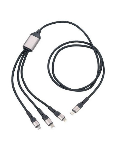 Troika Dreizack Pro Kabel Usb 1,2 M Usb C Usb C/Micro Usb-A/Lightning 100 W Czarny, Szary