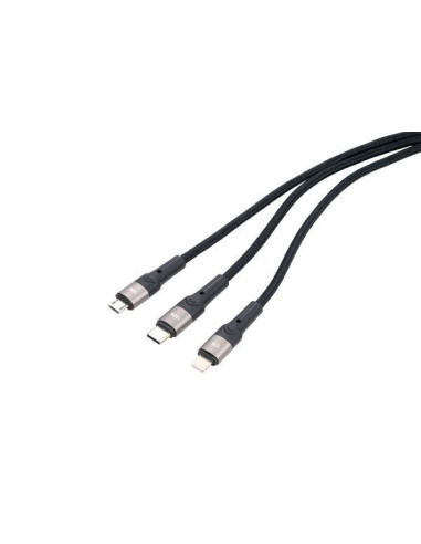 Troika Dreizack Pro Kabel Usb 1,2 M Usb C Usb C/Micro Usb-A/Lightning 100 W Czarny, Szary