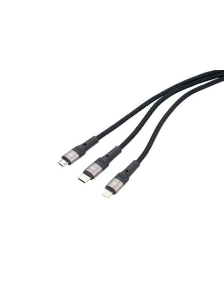 Troika Dreizack Pro Kabel Usb 1,2 M Usb C Usb C/Micro Usb-A/Lightning 100 W Czarny, Szary