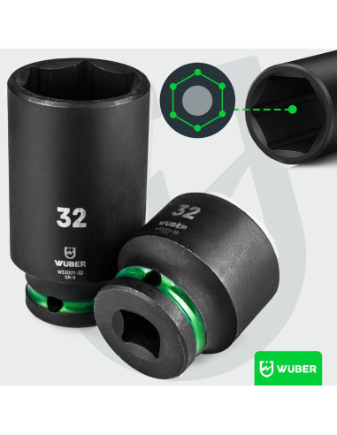 Zestaw Nasadek Udarowych Długich 35 Sztuk 1/2" 6-Kątne Wuber