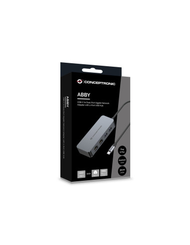 Conceptronic Abby24G Stacja Dokująca Przewodowa Usb 3.2 Gen 1 (3.1 Gen 1) Type-C Szary