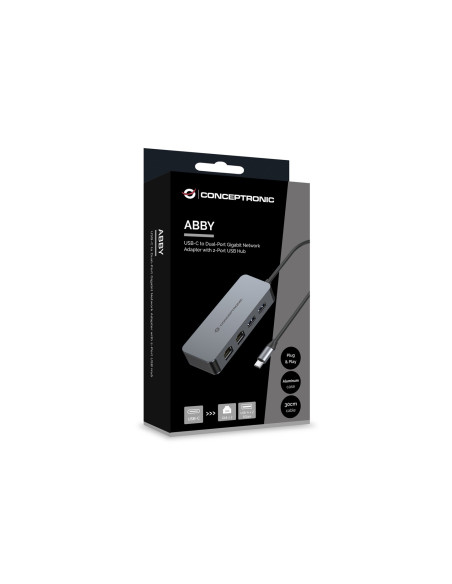 Conceptronic Abby24G Stacja Dokująca Przewodowa Usb 3.2 Gen 1 (3.1 Gen 1) Type-C Szary