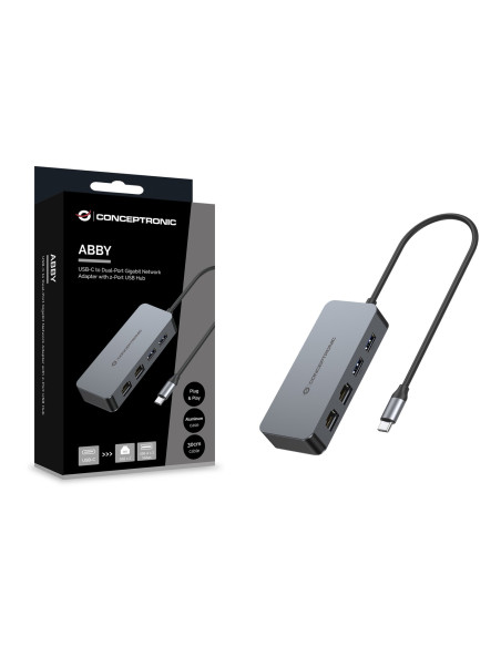 Conceptronic Abby24G Stacja Dokująca Przewodowa Usb 3.2 Gen 1 (3.1 Gen 1) Type-C Szary