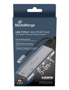Mediarange Mrcs511 Huby I Koncentratory Usb Type-C 480 Mbit/S Srebrny