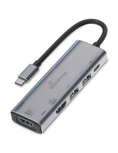 Mediarange Mrcs511 Huby I Koncentratory Usb Type-C 480 Mbit/S Srebrny