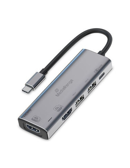 Mediarange Mrcs511 Huby I Koncentratory Usb Type-C 480 Mbit/S Srebrny