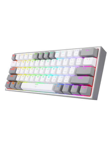Redragon K617-Rgb Fizz Rgb White/Grey Klawiatura Usb Szary, Biały
