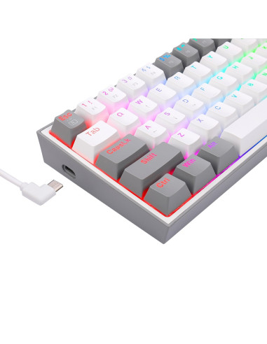 Redragon K617-Rgb Fizz Rgb White/Grey Klawiatura Usb Szary, Biały