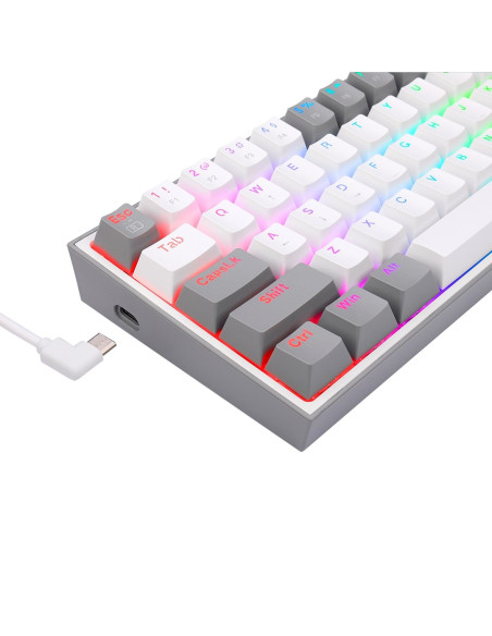Redragon K617-Rgb Fizz Rgb White/Grey Klawiatura Usb Szary, Biały
